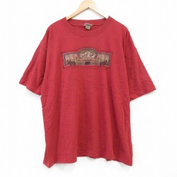 XL★古着 半袖 ビンテージ Tシャツ メンズ 00年代 00s マカディ国立公園 大きいサイズ クルーネック 赤 レッド 霜降り 25aug30 中古