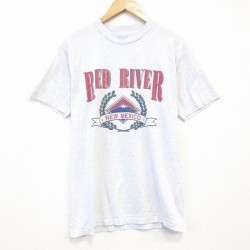 M★古着 半袖 ビンテージ Tシャツ メンズ 90年代 90s レッドリバー クルーネック USA製 白 ホワイト 霜降り 25aug30 中古