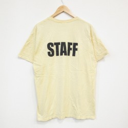 L★古着 半袖 ビンテージ Tシャツ メンズ 00年代 00s スタッフ コットン クルーネック 薄黄 イエロー 25sep01 中古