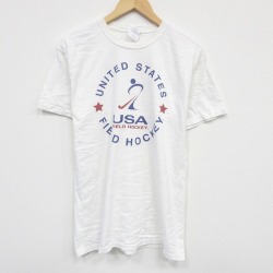 L★古着 半袖 ビンテージ Tシャツ メンズ 00年代 00s フィールドホッケー コットン クルーネック 白 ホワイト 25sep01 中古