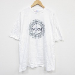 XL★古着 ヘインズ Hanes 半袖 ビンテージ Tシャツ メンズ 90年代 90s NCRM 大きいサイズ コットン クルーネック USA製 白 ホワイト 25sep01 中古
