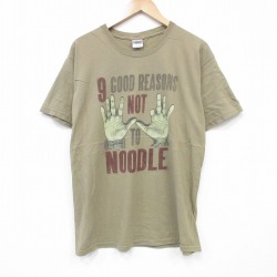 L★古着 半袖 ビンテージ Tシャツ メンズ 00年代 00s NOT コットン クルーネック 濃ベージュ カーキ 25sep02 中古