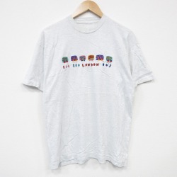 L★古着 半袖 ビンテージ Tシャツ メンズ 90年代 90s バス 刺繍 クルーネック 薄グレー 霜降り 25sep02 中古