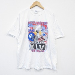 XL★古着 半袖 Tシャツ メンズ NFL ニューヨークジャイアンツ 大きいサイズ コットン クルーネック 白 ホワイト アメフト スーパーボウル 25sep02 中古