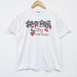 XL★古着 オニータ 半袖 ビンテージ Tシャツ メンズ 90年代 90s サクランボ コットン クルーネック USA製 白 ホワイト 霜降り 25sep02 中古
