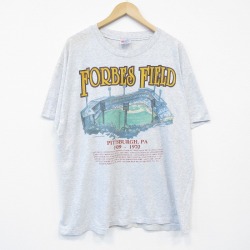 XL★古着 ヘインズ Hanes 半袖 ビンテージ Tシャツ メンズ 90年代 90s フォーブスフィールド 大きいサイズ クルーネック USA製 薄グレー 霜降り 25sep02 中古