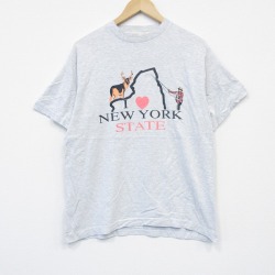 L★古着 半袖 ビンテージ Tシャツ メンズ 90年代 90s ニューヨーク クルーネック 薄グレー 霜降り 25sep02 中古