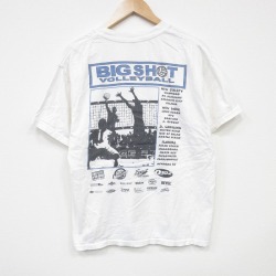 L★古着 半袖 ビンテージ Tシャツ メンズ 00年代 00s バレーボール 企業広告 コットン クルーネック 白 ホワイト 25sep05 中古
