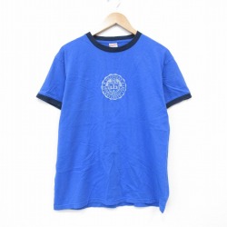 L★古着 ユニオンベイ 半袖 ビンテージ Tシャツ メンズ 00年代 00s コットン クルーネック 青 ブルー 25sep05 中古