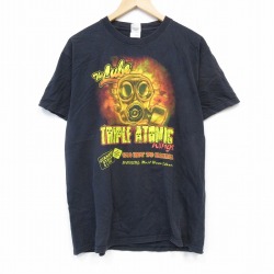 L★古着 フルーツオブザルーム 半袖 ビンテージ Tシャツ メンズ 00年代 00s ガスマスク コットン クルーネック 黒 ブラック 25sep02 中古