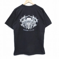 L★古着 半袖 ビンテージ Tシャツ メンズ 00年代 00s CWA 胸ポケット付き コットン クルーネック USA製 黒 ブラック 25sep02 中古