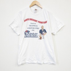 L★古着 フルーツオブザルーム 半袖 ビンテージ Tシャツ メンズ 00年代 00s NFL ニューイングランドペイトリオッツ コットン クルーネック 白 ホワイト アメフト スーパーボウル 25sep04 中古