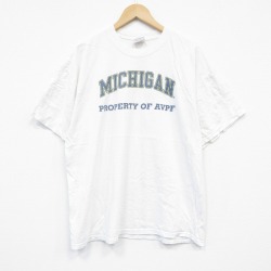 【20%OFF】XL★古着 ヘインズ Hanes 半袖 ビンテージ Tシャツ メンズ 00年代 00s ミシガン コットン クルーネック 白 ホワイト 25sep06 中古