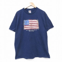 フルーツオブザルーム 00s 半袖Tシャツ 星条旗 ネイビー XL | 古着