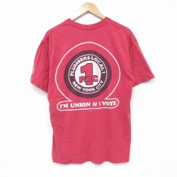 L★古着 半袖 ビンテージ Tシャツ メンズ 90年代 90s ニューヨークシティ コットン クルーネック USA製 赤 レッド 25sep06 中古