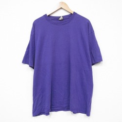 XL★古着 半袖 ビンテージ Tシャツ メンズ 00年代 00s 無地 大きいサイズ コットン クルーネック 紫 パープル 25sep06 中古