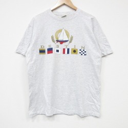 L★古着 半袖 ビンテージ Tシャツ メンズ 90年代 90s ヨット クルーネック USA製 薄グレー 霜降り 25sep08 中古