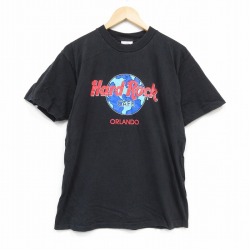 L★古着 半袖 ビンテージ Tシャツ メンズ 90年代 90s ハードロックカフェ オーランド コットン クルーネック USA製 黒 ブラック 25sep09 中古