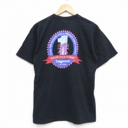 L★古着 半袖 ビンテージ Tシャツ メンズ 00年代 00s Wegmans コットン クルーネック 黒 ブラック 25sep09 中古