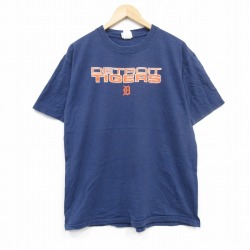 L★古着 リー Lee 半袖 ビンテージ Tシャツ メンズ 00年代 00s デトロイトタイガース コットン クルーネック 紺 ネイビー 25sep10 中古
