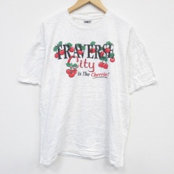 XL★古着 オニータ 半袖 ビンテージ Tシャツ メンズ 90年代 90s サクランボ 大きいサイズ コットン クルーネック 白 ホワイト 霜降り 25sep11 中古