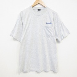 XL★古着 フルーツオブザルーム 半袖 ビンテージ Tシャツ メンズ 90年代 90s TSIS 胸ポケット付き 大きいサイズ クルーネック USA製 薄グレー 霜降り 25sep11 中古