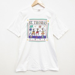 L★古着 フルーツオブザルーム 半袖 ビンテージ Tシャツ メンズ 90年代 90s セントトーマス コットン クルーネック USA製 白 ホワイト 25sep11 中古
