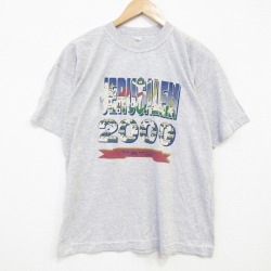 L★古着 半袖 ビンテージ Tシャツ メンズ 00年代 00s JERUSALEM クルーネック 薄グレー 霜降り 25sep11 中古
