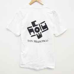 L★古着 半袖 ビンテージ Tシャツ メンズ 90年代 90s サンフランシスコ コットン Vネック USA製 白 ホワイト 25sep11 中古