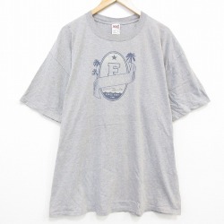 XL★古着 半袖 ビンテージ Tシャツ メンズ 00年代 00s F 大きいサイズ クルーネック グレー 霜降り 25sep11 中古