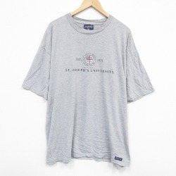 XL★古着 ジャンスポーツ 半袖 ビンテージ Tシャツ メンズ 90年代 90s フィラデルフィア 大きいサイズ クルーネック USA製 グレー 霜降り 25sep11 中古