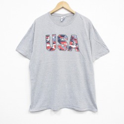 XL★古着 ヘインズ Hanes 半袖 ビンテージ Tシャツ メンズ 00年代 00s USAロゴ 大きいサイズ クルーネック グレー 霜降り 25sep12 中古
