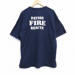 00s 半袖Tシャツ ファイヤーレスキュー ネイビー XL | 古着