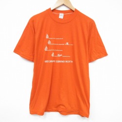 L★古着 半袖 ビンテージ Tシャツ メンズ 80年代 80s ヨット クルーネック USA製 濃オレンジ 【spe】 25sep12 中古