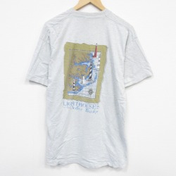 XL★古着 フルーツオブザルーム 半袖 ビンテージ Tシャツ メンズ 90年代 90s 灯台 大きいサイズ コットン クルーネック USA製 薄グレー 霜降り 25sep13 中古