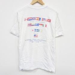 L★古着 ヘインズ Hanes 半袖 ビンテージ Tシャツ メンズ 90年代 90s 国旗 コットン クルーネック 白 ホワイト 25sep13 中古
