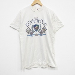 L★古着 フルーツオブザルーム 半袖 ビンテージ Tシャツ メンズ 90年代 90s KENNYWOOD コットン クルーネック USA製 白 ホワイト 25sep13 中古