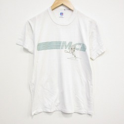 【20%OFF】M★古着 ラッセル 半袖 ビンテージ Tシャツ メンズ 80年代 80s テニス クルーネック USA製 白 ホワイト 25sep16 中古