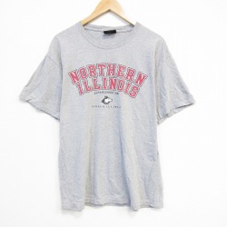 XL★古着 STEVE&BARRYS 半袖 ビンテージ Tシャツ メンズ 00年代 00s イリノイ クルーネック グレー 霜降り 25sep16 中古