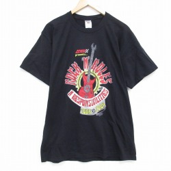 L★古着 ジャージーズ 半袖 ビンテージ Tシャツ メンズ 00年代 00s ギター コットン クルーネック 黒 ブラック 25sep16 中古