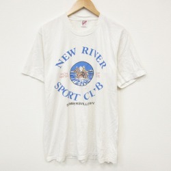 L★古着 ジャージーズ 半袖 ビンテージ Tシャツ メンズ 90年代 90s スポーツクラブ コットン クルーネック USA製 白 ホワイト 25sep16 中古