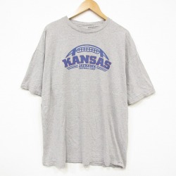 XL★古着 アディダス adidas 半袖 ビンテージ Tシャツ メンズ 00年代 00s カンザスジェイホークス 大きいサイズ クルーネック グレー 霜降り 25sep16 中古
