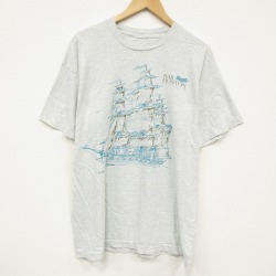 XL★古着 半袖 ビンテージ Tシャツ メンズ 90年代 90s 船 クルーネック 薄グレー 霜降り 25sep16 中古