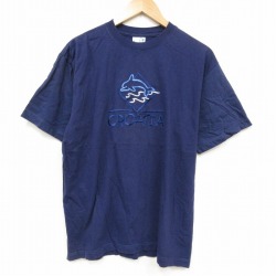 00s 半袖Tシャツ イルカ刺繍 ネイビー XL | 古着