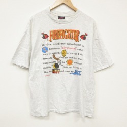 XL★古着 半袖 ビンテージ Tシャツ メンズ 90年代 90s メッセージ 大きいサイズ コットン クルーネック USA製 薄グレー 霜降り 25sep16 中古