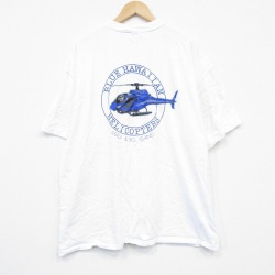 XL★古着 ヘインズ Hanes 半袖 ビンテージ Tシャツ メンズ 00年代 00s ヘリコプター 大きいサイズ コットン クルーネック 白 ホワイト 25sep17 中古