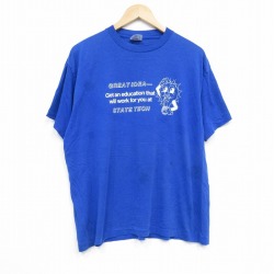 L★古着 半袖 ビンテージ Tシャツ メンズ 80年代 80s 電球 クルーネック USA製 青 ブルー 25sep17 中古