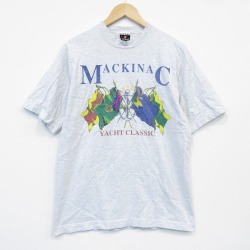 L★古着 SIGNAL 半袖 ビンテージ Tシャツ メンズ 90年代 90s ヨットクラシック クルーネック USA製 グレー 霜降り 25sep17 中古