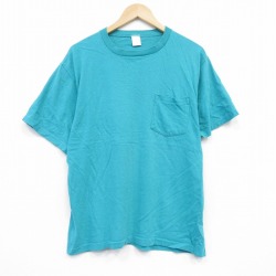 XL★古着 JCペニー 半袖 ビンテージ Tシャツ メンズ 90年代 90s 無地 胸ポケット付き コットン クルーネック USA製 緑 グリーン 25sep17 中古