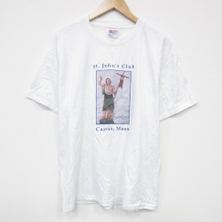 【20%OFF】XL★古着 ヘインズ Hanes 半袖 ビンテージ Tシャツ メンズ 00年代 00s Mass 大きいサイズ クルーネック 白 ホワイト 25sep17 中古